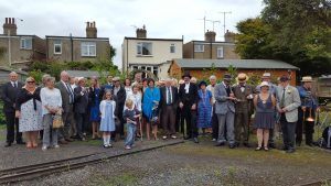 Heritage Group in period dress & guests at Hythe on the 90th birthday of the Railway in July 2017